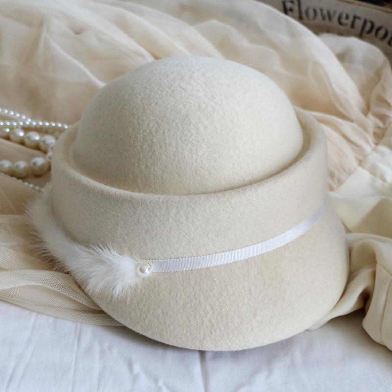 女马术帽100%羊毛毡帽秋冬