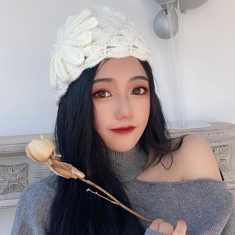 帽子女韩版潮秋冬时尚百搭日系贝雷帽女秋冬针织帽韩国冬天毛线帽