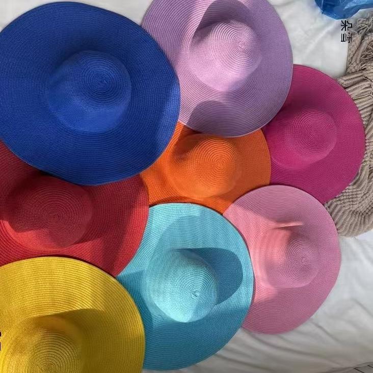 简洁帽檐草编夏季男女通用紫外线