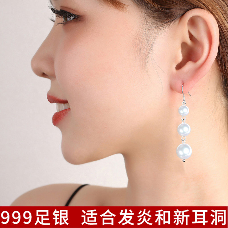 S999纯银珍珠耳环女韩国小众设计图片