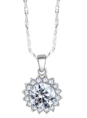 项链短款镶钻生日礼物银吊坠