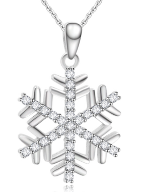 韩乔银家925银项链女雪花吊坠
