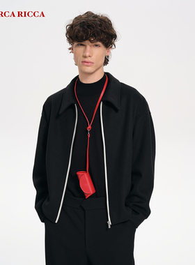 【RiRi】Ricerca Ricca 极简休闲翻领羊毛短款夹克上衣外套男款