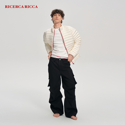【RiRi】Ricerca Ricca 新国标90白鸭绒立领排骨拼色拉链羽绒服