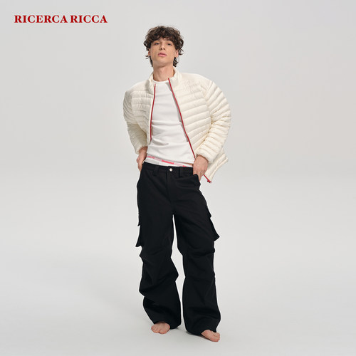 【RiRi】Ricerca Ricca 新国标90白鸭绒立领排骨拼色拉链羽绒服