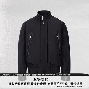 CATSSTAC 圣徒羊皮拼接哈灵顿夹克cleanfit小众设计休闲外套男