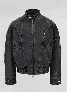 CATSSTAC 黑曜石飞片牛仔夹克男cleanfit小众设计通勤休闲外套