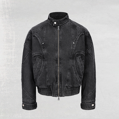 CATSSTAC 黑曜石飞片牛仔夹克男cleanfit小众设计通勤休闲外套