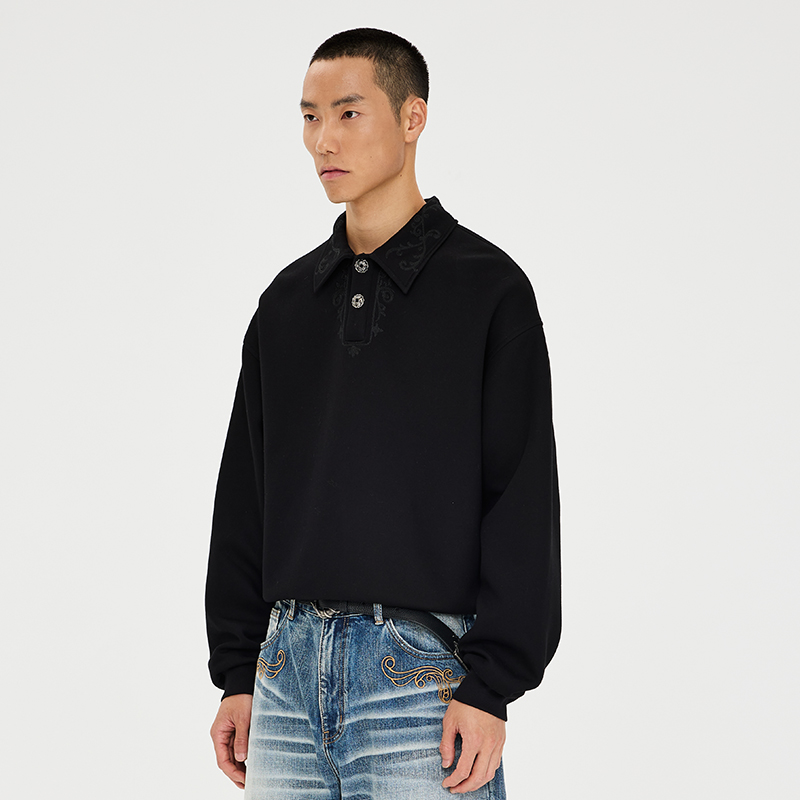 CATSSTAC 罗兰刺绣polo卫衣 领口刺绣 简约雅致 小众设计