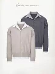 Catsstac Earl Faux Two-Piece Cardigan Sweater, Soft and Skin-Friendly, Simple and Elegant, Suitable for Outdoor Commuting