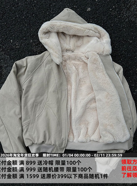 CATSSTAC 座山雕加绒加厚外套男cleanfit重磅帆布水洗棉服夹克