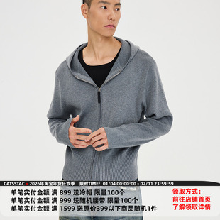 CATSSTAC 巴拉克拉法连帽开衫羊毛毛衣 连帽设计松弛感 双开拉链