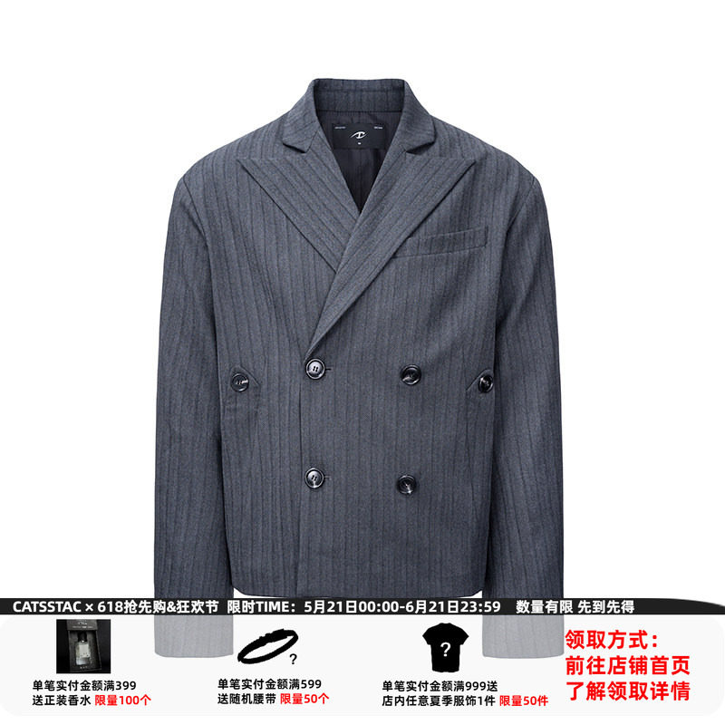 CATSSTAC 墨闻双排扣休闲西服 挺阔有型 抗皱耐磨 高级感穿搭