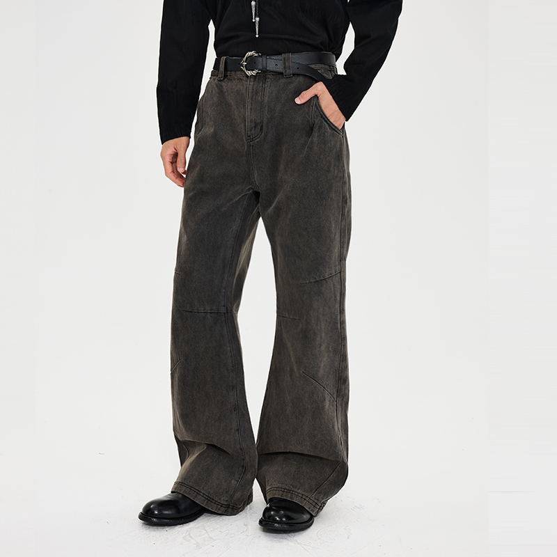 CATSSTAC 重工荆棘锈色牛仔裤 复古锈色 宽松微喇