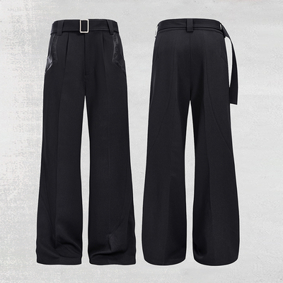 CATSSTAC 符文刺绣剑道西裤 利落垂感 可拆卸腰带 插袋口拼皮设计