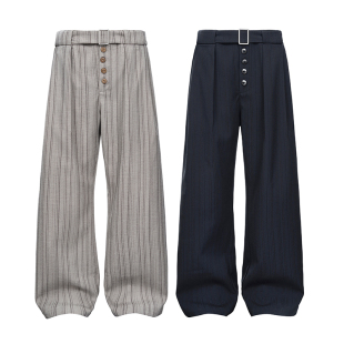 亲肤透气 2026春季 抗皱垂顺 天珠暗条纹垂坠阔腿西裤 CATSSTAC