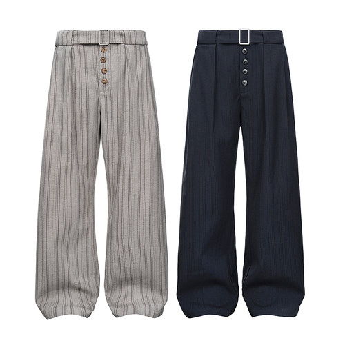 CATSSTAC 天珠暗条纹垂坠阔腿西裤 2026春季 亲肤透气 抗皱垂顺