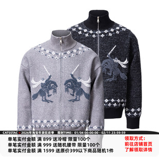 CATSSTAC 圣骑士莫代尔毛织开衫 立领设计 利落有型 骑士图案