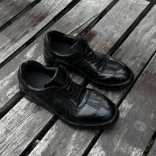 结构牢固 CATSSTAC 沿边缝制 德训 多场景搭配 黑域水洗马皮鞋