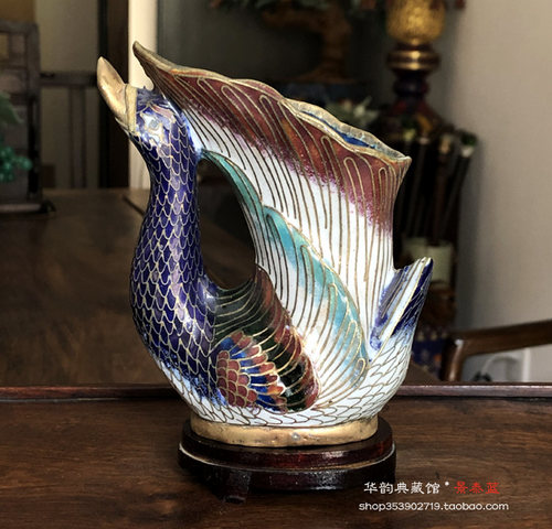 正宗北京铜胎掐丝珐琅景泰蓝花瓶 插花瓶罐 天鹅瓶 中式家居摆件