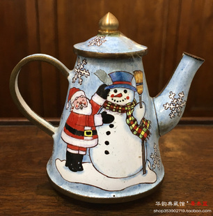 出口库存老货景泰蓝壶 铜胎手工画珐琅壶 圣诞节礼物外事礼品