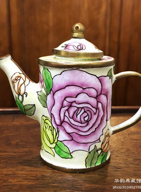 库存老货北京特色手工艺品景泰蓝壶 手工画珐琅壶 收藏 家居摆件