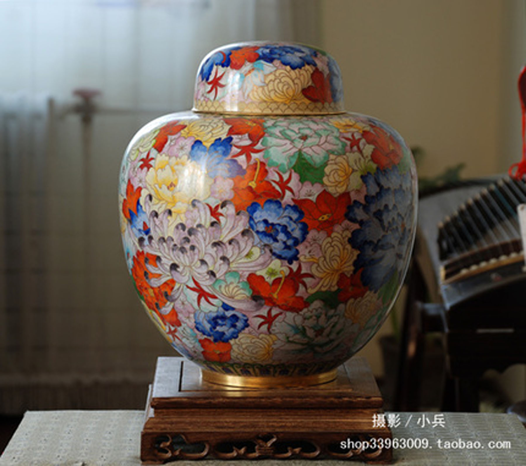 建国前后 【库存老货】北京特色手工艺品 景泰蓝花瓶 彩百罐 摆件