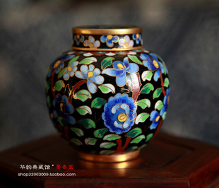 收藏 铜胎掐丝珐琅景泰蓝瓶 家居摆件 罐 创汇时期 库存老货北京