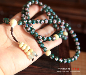 【原创】古典项链/念珠手链北京景泰蓝老珠子+鹿骨 中式古典配饰