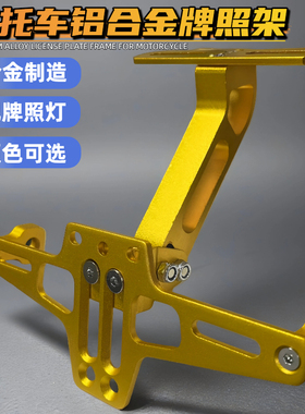 摩托车可调改装飞机架车牌架可伸缩铝合金带灯电动车配件适用