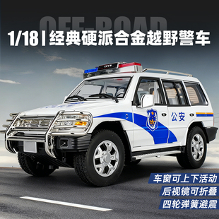 仿真帕杰罗硬派越野SUV车模型摆件合金1:18声光回力警车玩具车男