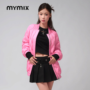 MYMIX冬季新款时尚潮流短款90白鸭绒立领羽绒服女士休闲复古外套