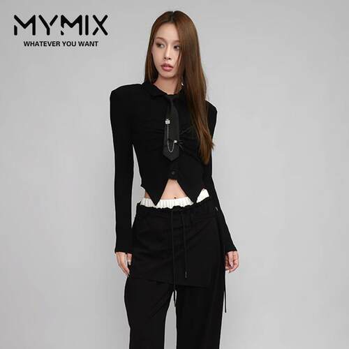 2024冬季新款长袖上衣mymix翻领