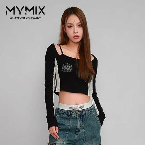 mymix美式复古性感短款T恤
