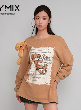 MYMIX我的组合2024秋季新款女装卡通印花长袖套头卫衣女
