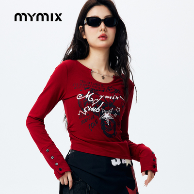 MYMIX街头字母印花修身女T恤