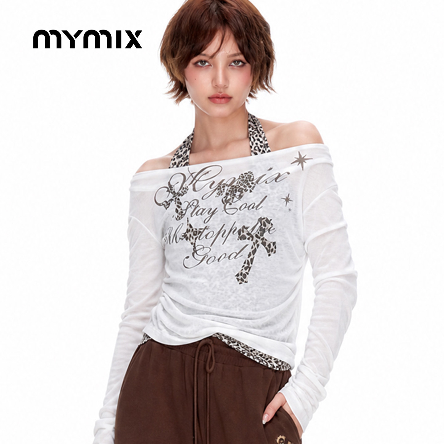 mymix26秋季字母印花长袖T恤图片