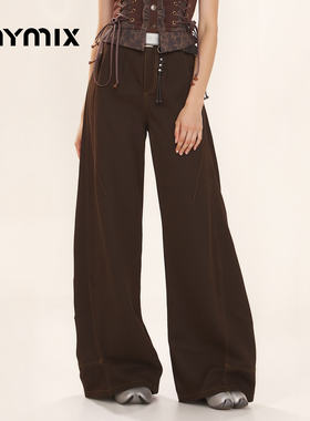 【25冬新品】MYMIX阔腿牛仔裤女高腰显瘦宽松直筒拖地梨形长裤