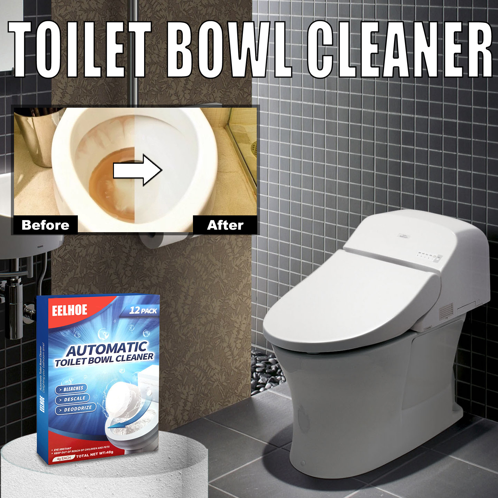 EELHOE Toilet Bowl Cleaner马桶清洁泡腾片除垢去污除臭多效去味