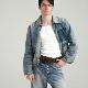 秋冬新款 Retro21 R21 渐变破坏牛仔拉链外套廓形夹克