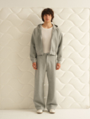 R21 纯色短宽版 Retro 型 舒适慵懒空气层拉链连帽卫衣休闲外套