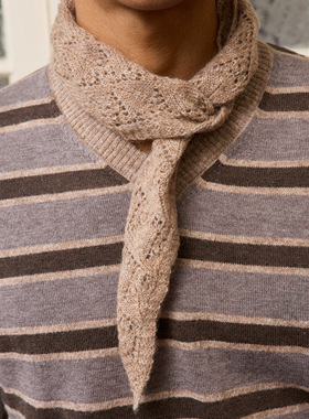 Retro 21 R21 针织马海毛羊毛混纺镂空花型造型三角巾