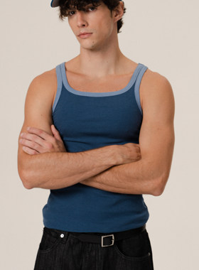 Retro21 R21 撞色螺纹修身打底窄肩条背心