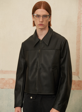 Retro 21 R21 秋冬新款 经典复古短夹克环保皮短宽黑色皮衣