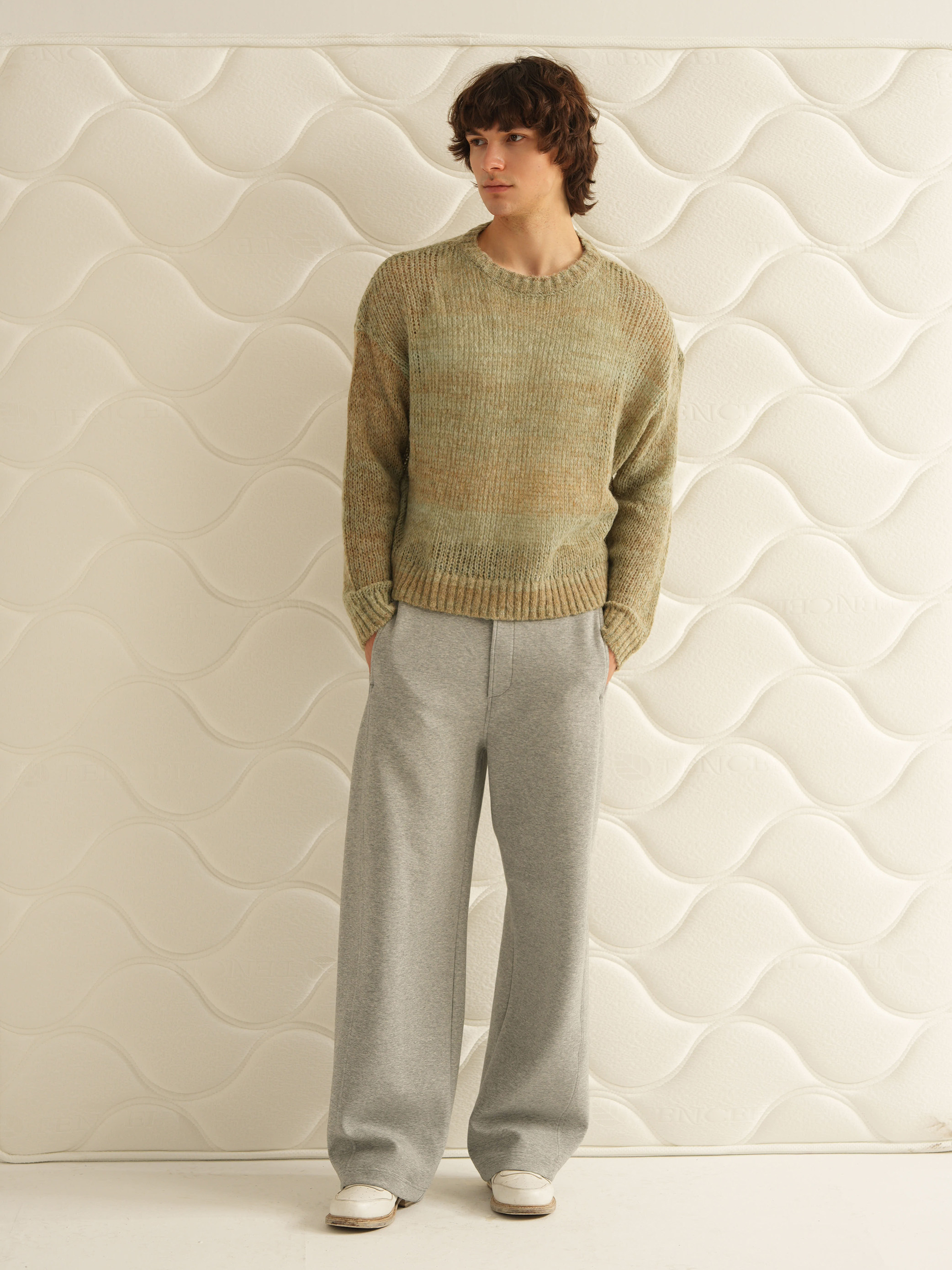 Retro 21 R21 镂空渐变设计感短款羊毛针织衫 套头圆领毛衣