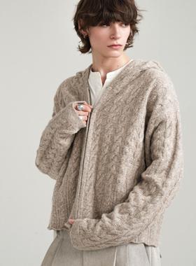 Retro21 R21 羊毛扭花针织宽松拉链毛衣