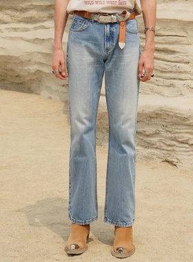 Retro 21 R21 春夏新款 经典基础百搭复古洗水冰蓝色喇叭牛仔裤