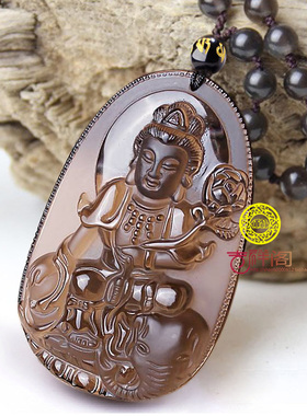 属龙蛇冰种黑曜石阿弥陀佛吊坠