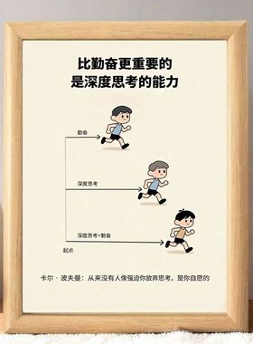 比勤奋更重要的是思考能力相框摆台摆件儿童增长学习思维摆台装饰
