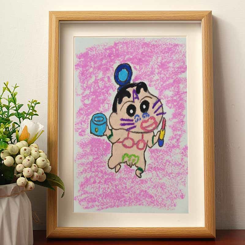 蜡笔小新油画相框客厅桌面摆画小新照片卧室壁画摆件成品生日油画
